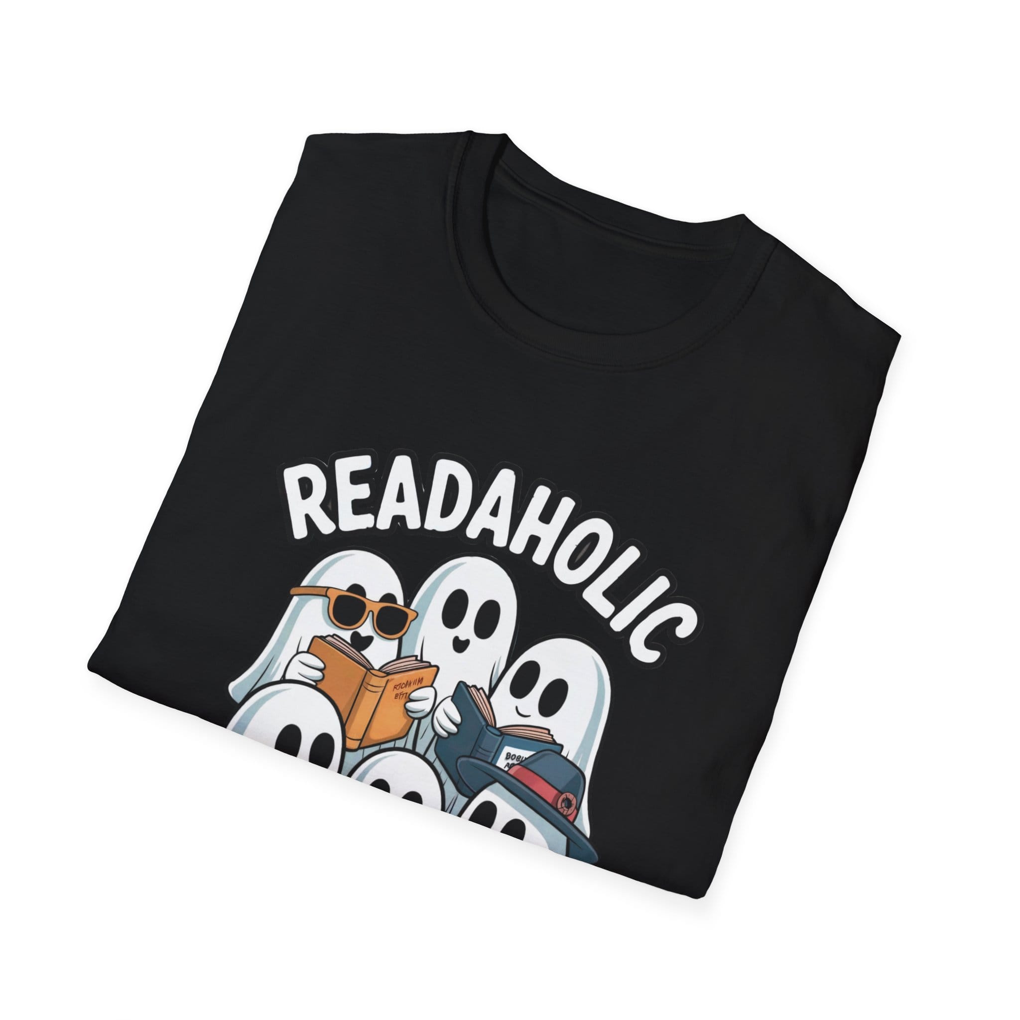 Readaholic Unisex T-Shirt - Ghostly Book Lovers Design, Perfect for Readers, Halloween, Birthdays, or Casual Wear - Image 2