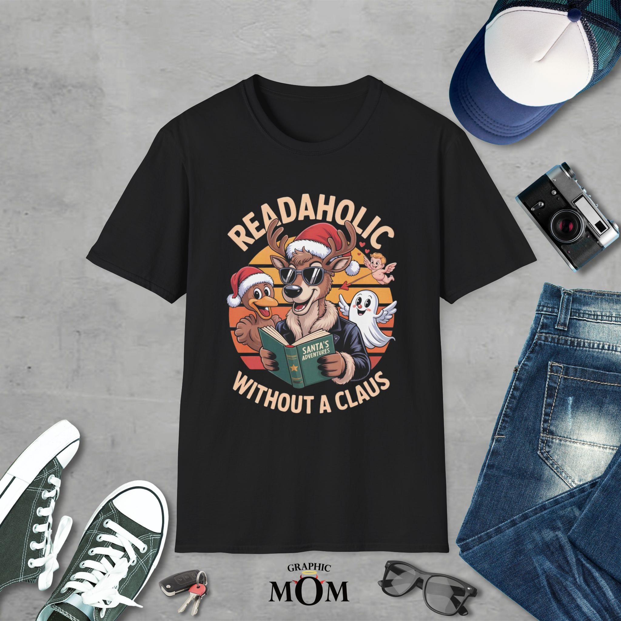 Readaholic Santa Unisex Softstyle T-Shirt, Holiday Gift, Funny Christmas Tee, Book Lover Shirt, Cozy Casual Wear - Image 3