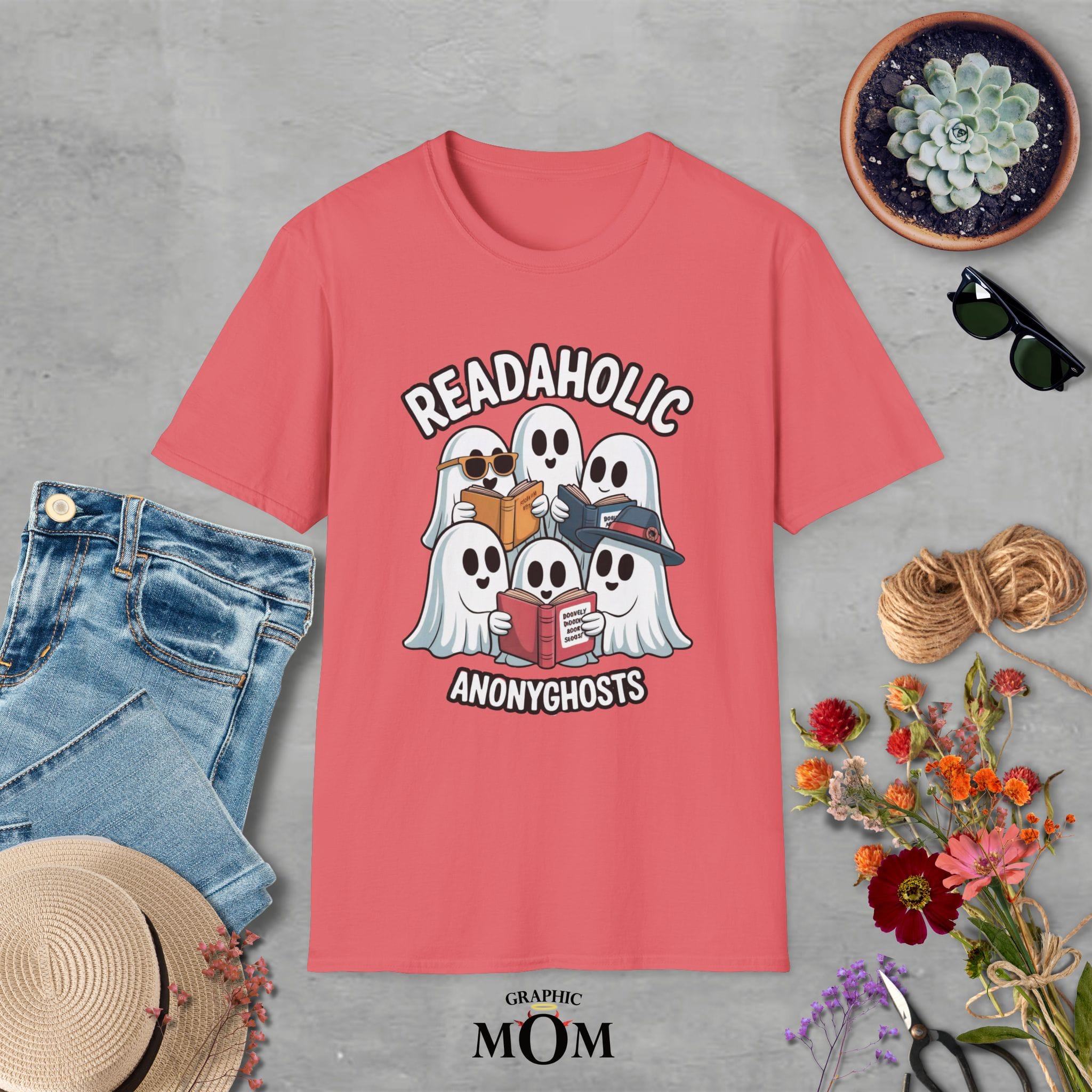 Readaholic Unisex T-Shirt - Ghostly Book Lovers Design, Perfect for Readers, Halloween, Birthdays, or Casual Wear - Image 3