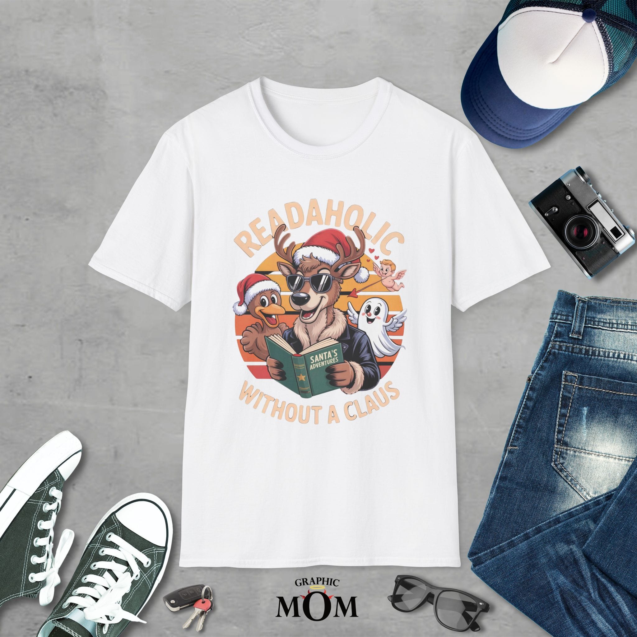 Readaholic Santa Unisex Softstyle T-Shirt, Holiday Gift, Funny Christmas Tee, Book Lover Shirt, Cozy Casual Wear - Image 2