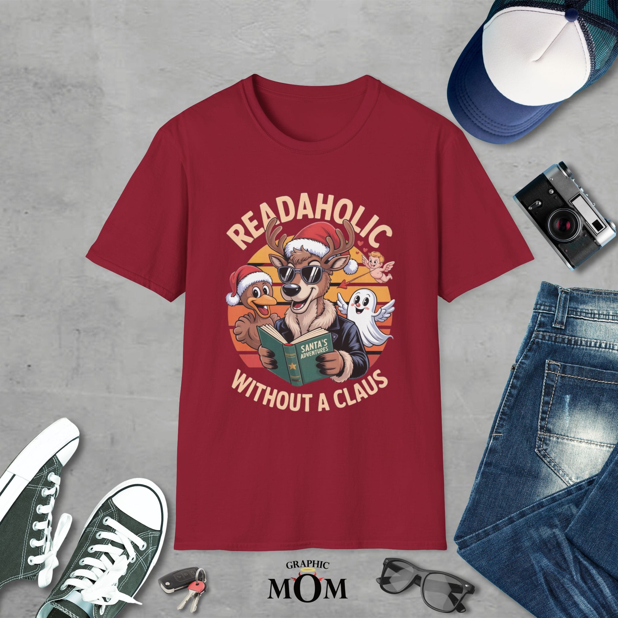 Readaholic Santa Unisex Softstyle T-Shirt, Holiday Gift, Funny Christmas Tee, Book Lover Shirt, Cozy Casual Wear - Image 6