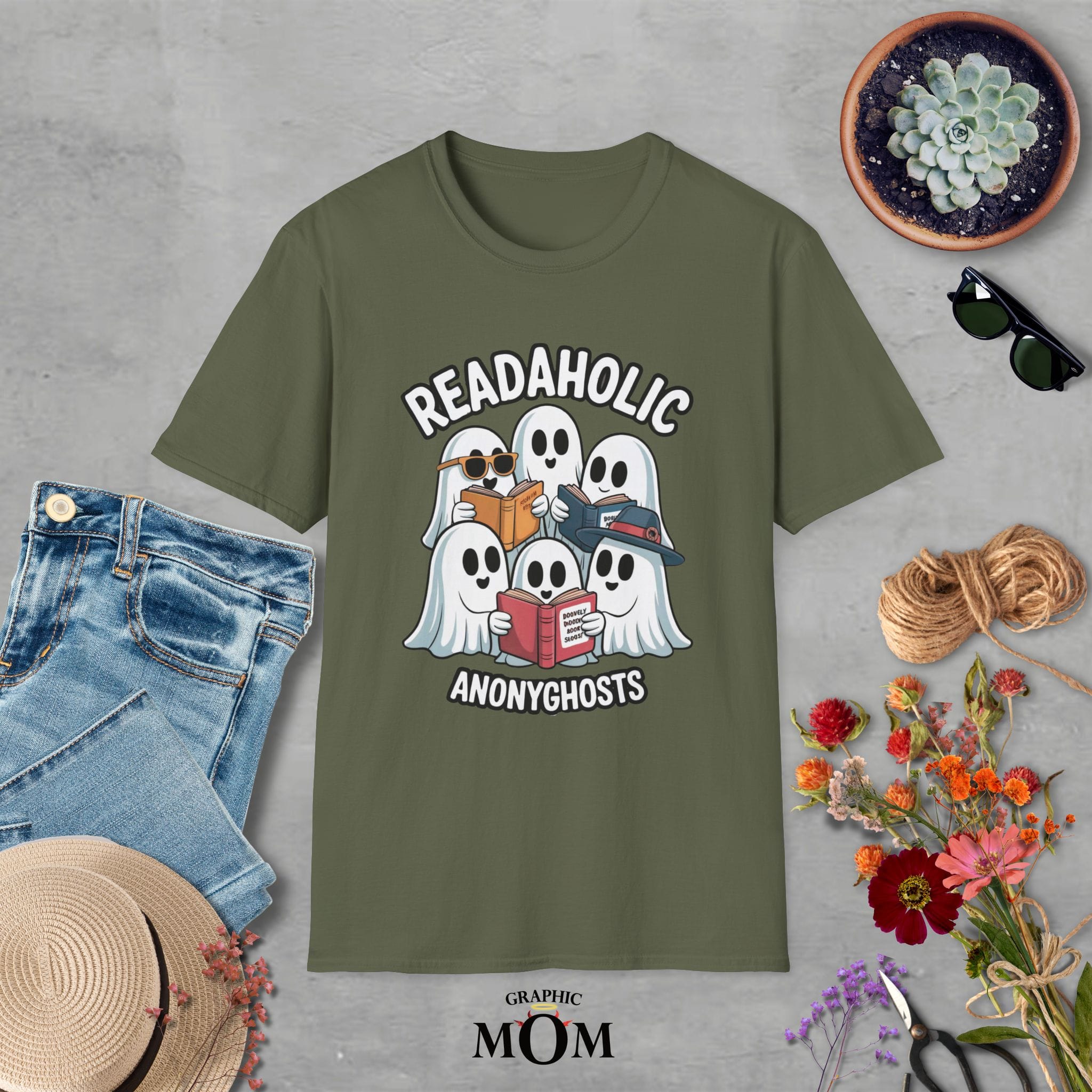 Readaholic Unisex T-Shirt - Ghostly Book Lovers Design, Perfect for Readers, Halloween, Birthdays, or Casual Wear - Image 6