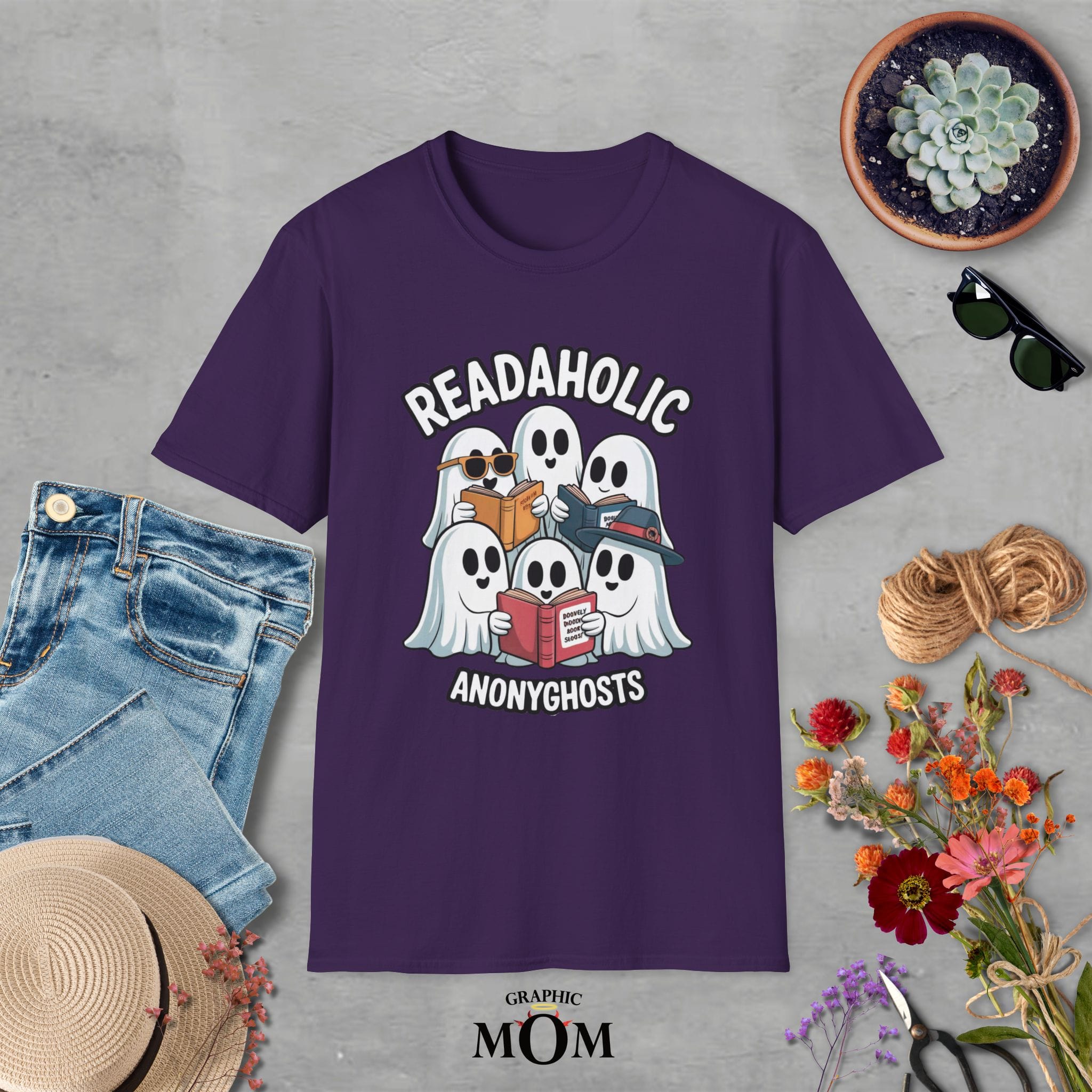 Readaholic Unisex T-Shirt - Ghostly Book Lovers Design, Perfect for Readers, Halloween, Birthdays, or Casual Wear - Image 7
