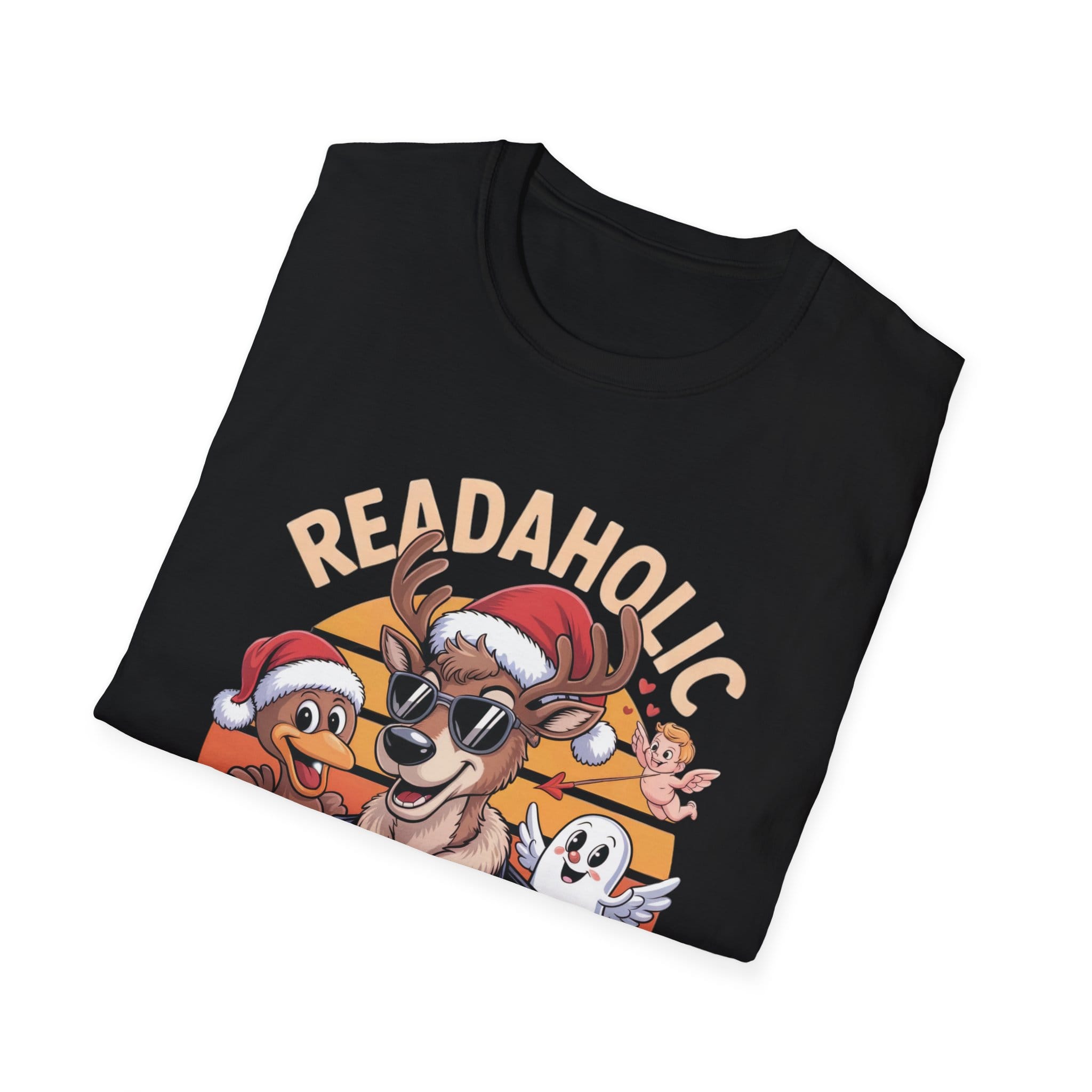Readaholic Santa Unisex Softstyle T-Shirt, Holiday Gift, Funny Christmas Tee, Book Lover Shirt, Cozy Casual Wear - Image 4