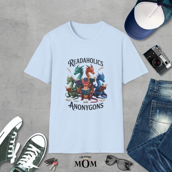 Readaholics Anonygons Unisex Softstyle T-Shirt, Funny Reading Tee, Book Lover Gift, Nerdy Apparel, Geeky T-Shirt, Reading Enthusiast Shirt