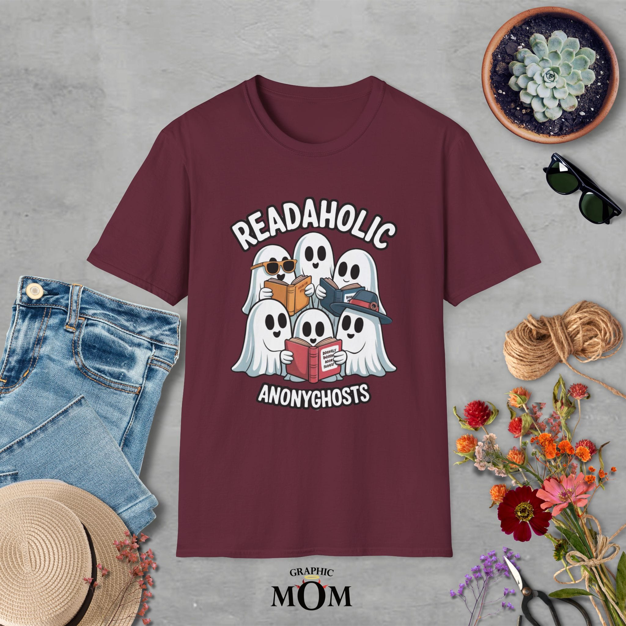 Readaholic Unisex T-Shirt - Ghostly Book Lovers Design, Perfect for Readers, Halloween, Birthdays, or Casual Wear - Image 5